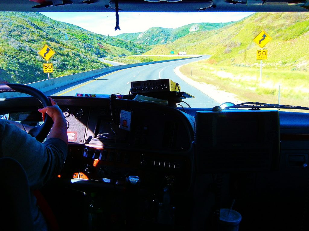 Truck driver on road
